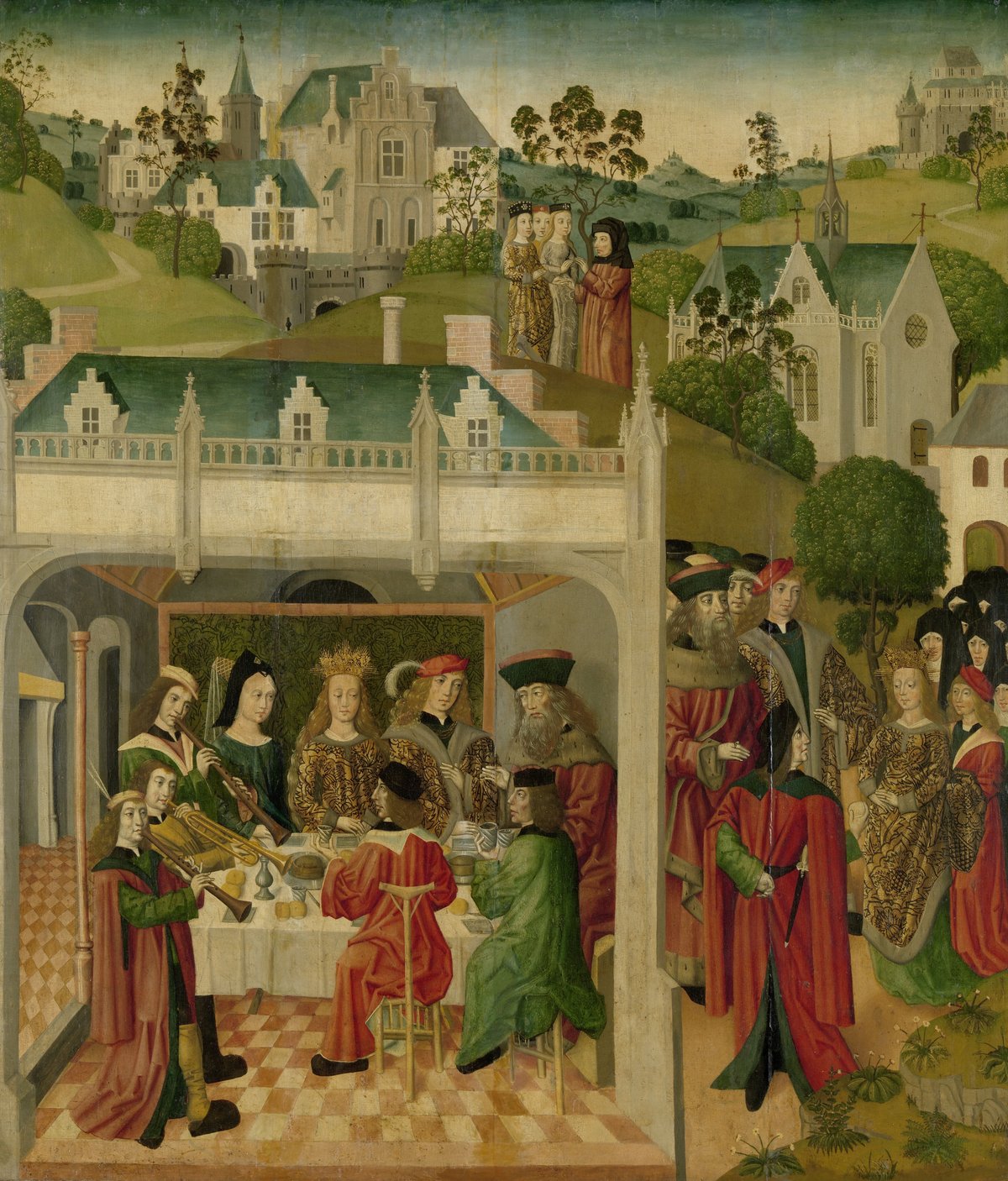 Meester van de Heilige Elisabethpanelen, Binnenzijde van de linkervleugel: het huwelijksfeest - ca. 1490-1495