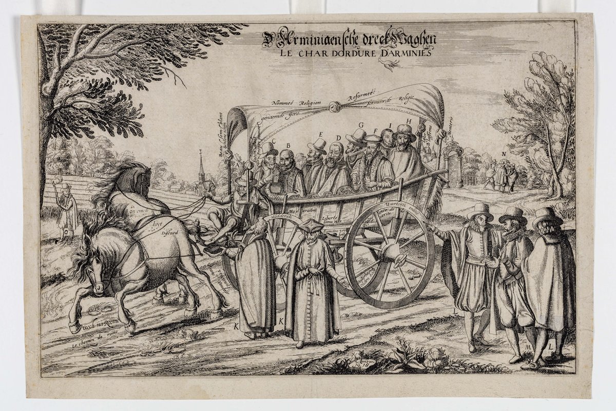 Spotprent op de remonstranten die in een mestkar rijden omdat ze leugens verspreiden onderdeel van collectie Huis Van Gijn, Atlas Van Gijn.