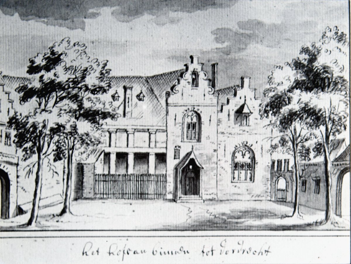 Afbeelding Het Hof rond 1700 onderdeel van collectie Regionaal Archief Dordrecht.
